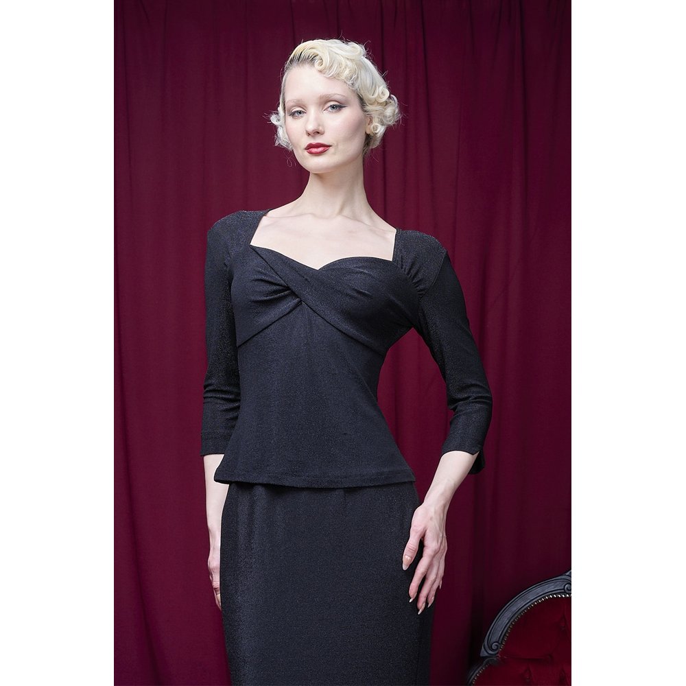 Banned - Marilyn Glitz Lange ärmel top - Schwarz